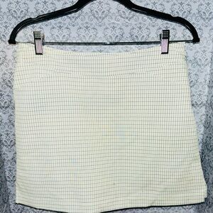 Elegant Cream Checkered Mini Skirt